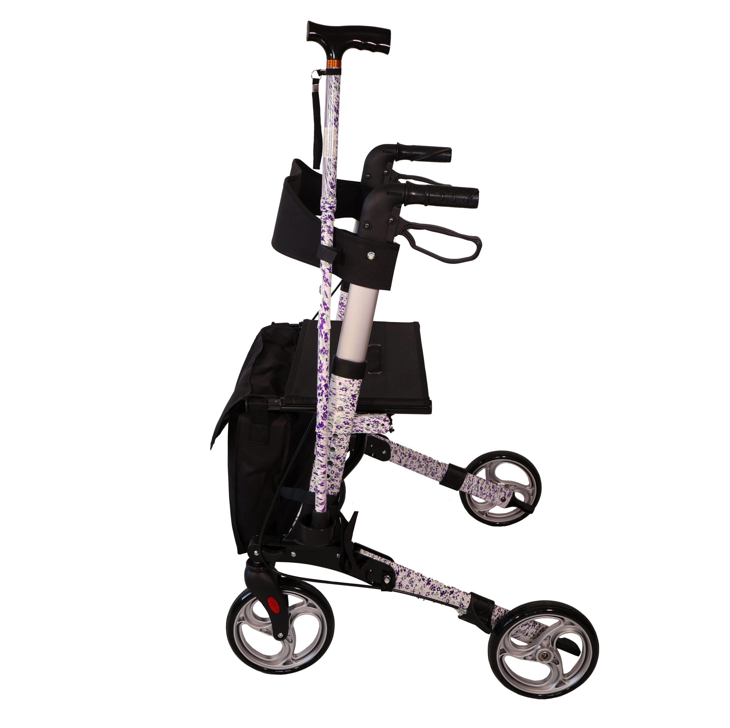 antar-at51006c-aluminium-rollator-vierrad-mit-sitz-tasche-und-stock image 2