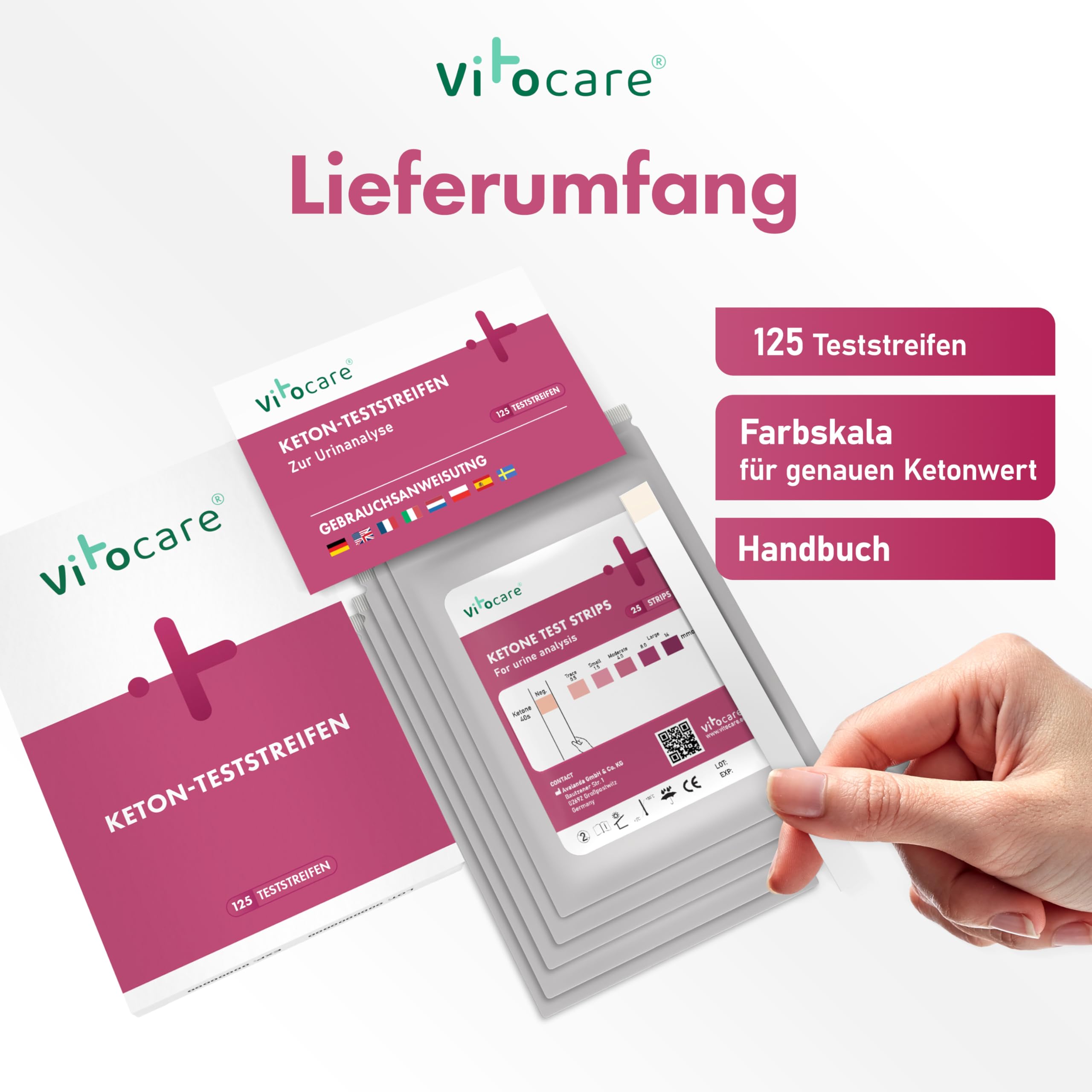 vitocare-ketose-teststreifen-urin-125-st-ck-mit-handbuch image 2